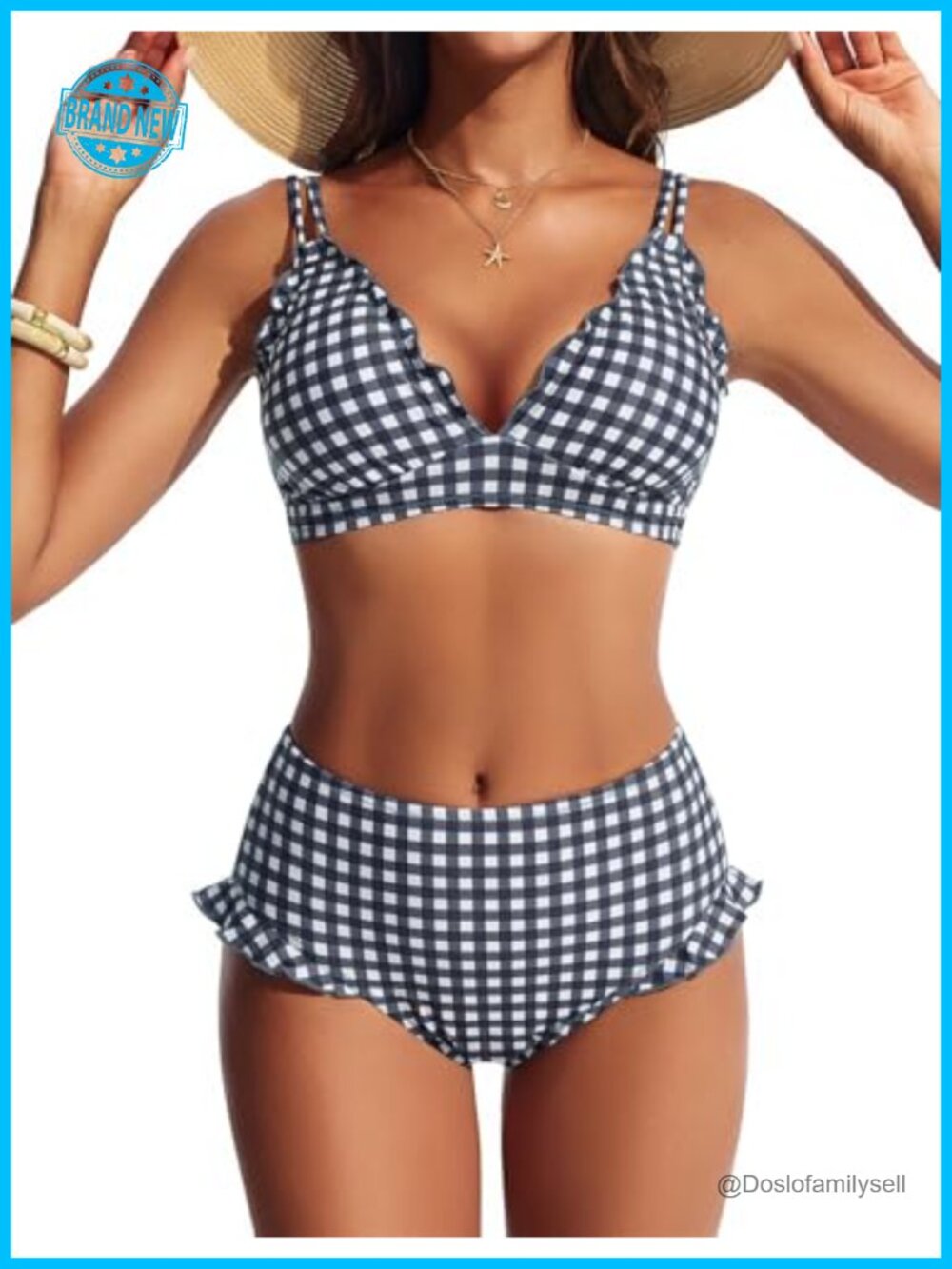 Women High Waisted Bikini Set Ruffle Two Piece Swimsuits